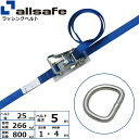 ラッシングベルト デルタリング 幅25mm 長さ1+4m 青 allsafe オールセーフ ベルト荷締機