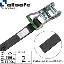 ラッシングベルト ラウンドタイプ 幅25mm 長さ2m 黒 allsafe オールセーフ ベルト荷締機(4)