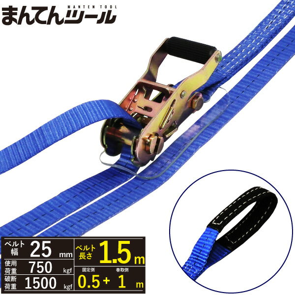 ラッシングベルト アイタイプ0.75ton 幅25mm×長さ0.5+1m FREAK ラッシングベルト ベルト荷締機
