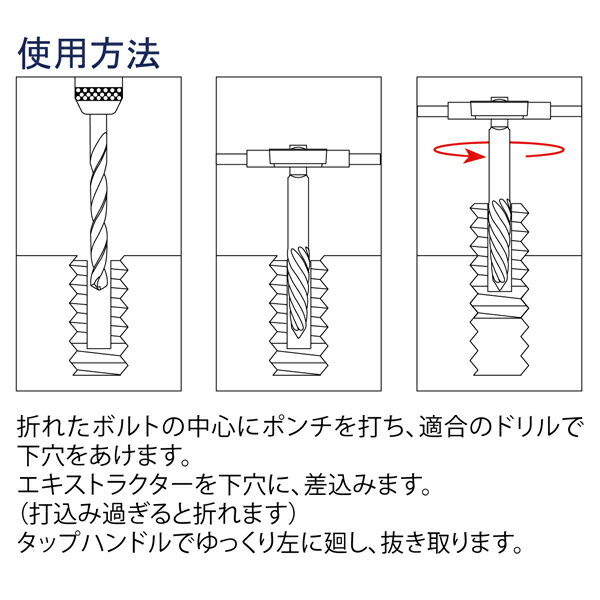 パック品 T型エキストラクター TE-36S 3〜6mm 逆タップ 折れ込みボルト抜き 左右ネ...