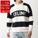 【7/10限定・最大2万円OFFクーポン配布中】CELINE セリーヌ セーター 2ADCW481Y.01YV メンズ コットン ニット ボーダー ロゴ 長袖 ...