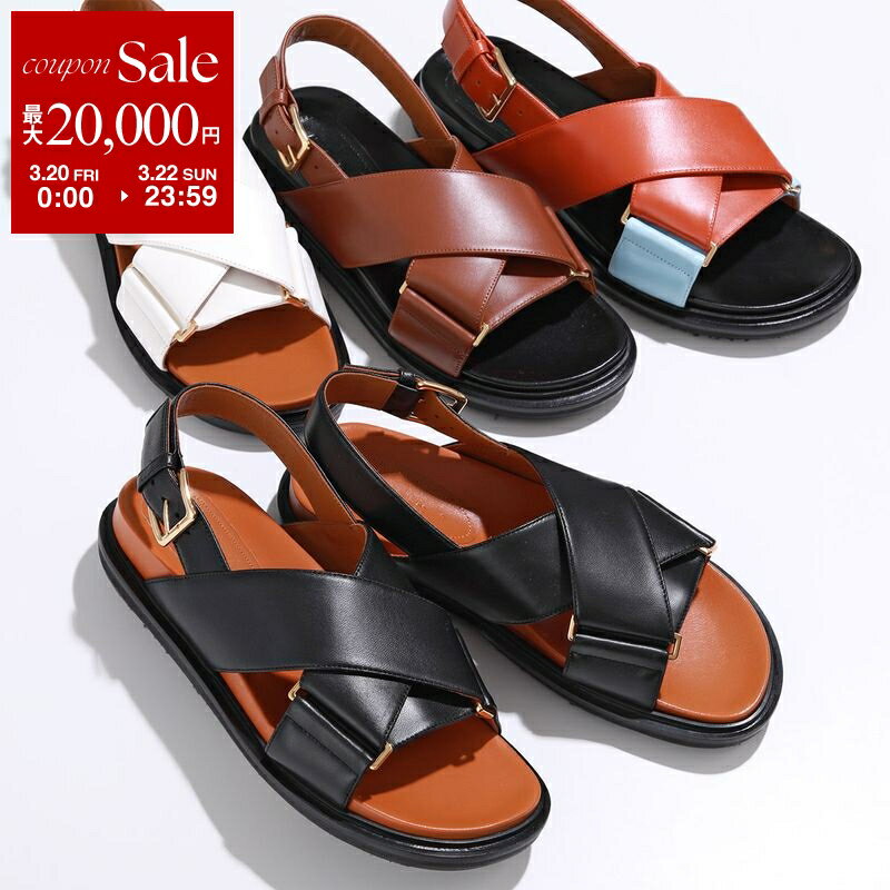 【最大2万円OFFクーポン対象・3/20～3/22限定】MARNI マルニ サンダル FBMS005201 P4545 P3614 レディース レザー フスベット クリスクロスサンダル バックストラップ フラットシューズ 靴 カラー8色【dc_kikaku】