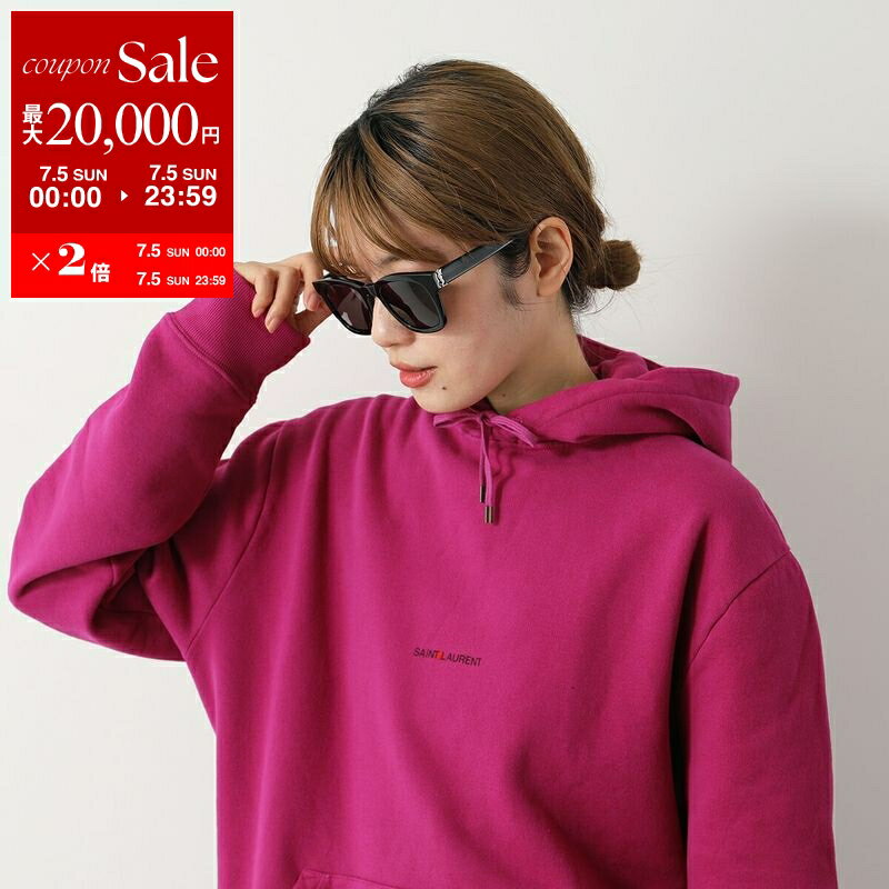 [Up to ¥20,000 OFF Coupon Available - Limited Time Offer until July 5th] SAINT LAURENT Women's Pullover Hoodie 666164 YBQZ2 with Small Logo, Fleece-lined, Oversized, Available in 2 Colors [dc_kikaku]