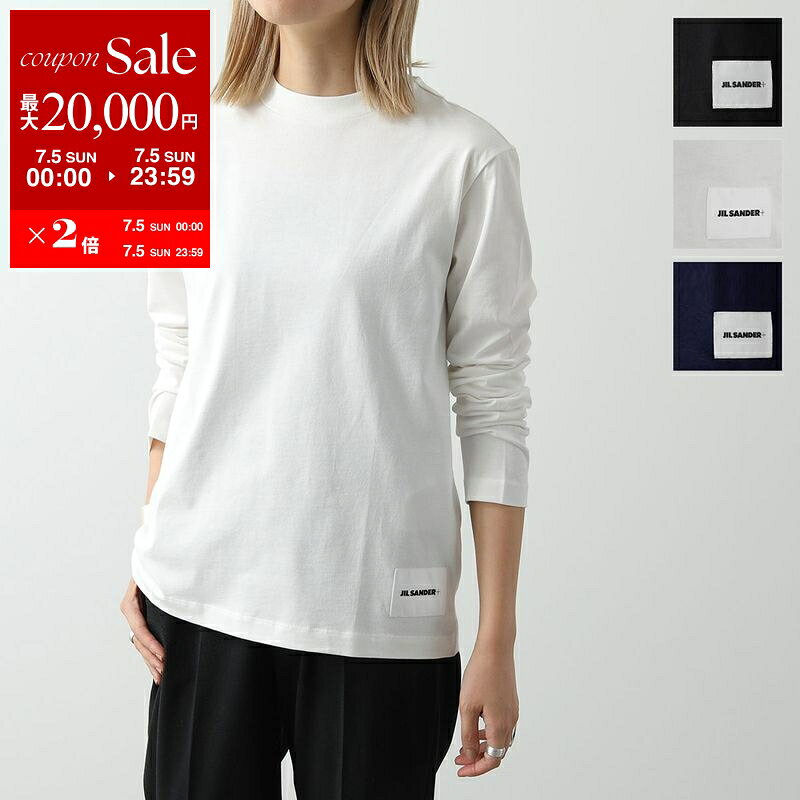 [Up to ¥20,000 OFF Coupon Available - Limited Time Offer until July 5th] JIL SANDER+ Long-Sleeve T-Shirt [Single Item] J40GC0002 J45048 Women's Crew Neck Cut and Sew Long-Sleeve T-Shirt with Logo Label, Cotton, 3 Colors [dc_kikaku]