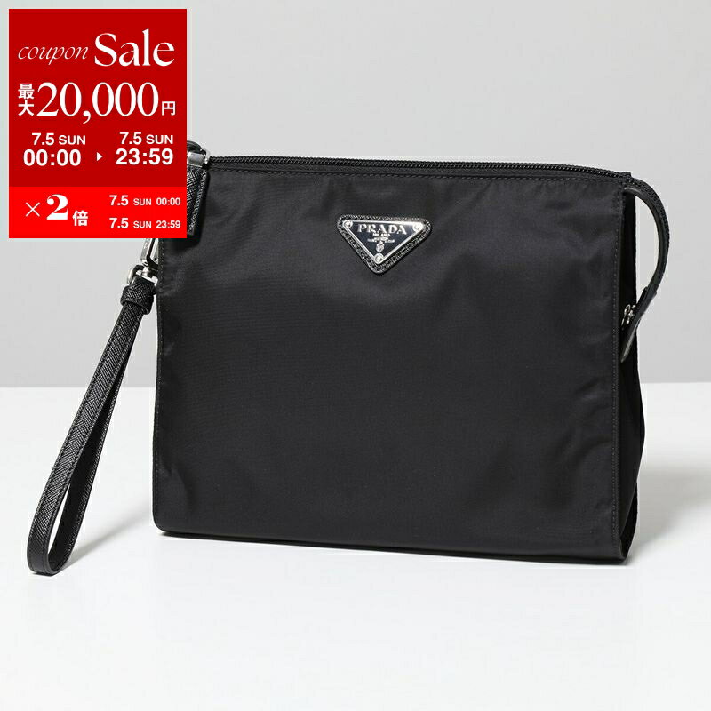 [Up to ¥20,000 OFF Coupon Available - Limited Time Offer until July 5th] PRADA Prada Clutch Bag 2NE789 2DMH Men's ReNylon Neseselle Saffiano Leather Triangle Logo with Wristlet Bag F0002/NERO [dc_kikaku]