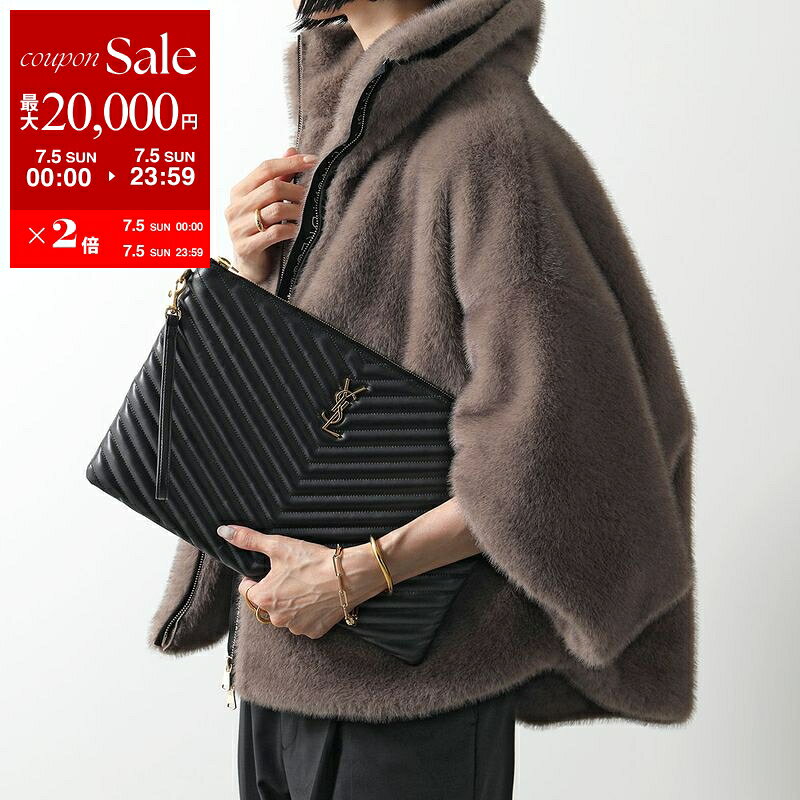 [Up to ¥20,000 OFF Coupon Available - Limited Time Offer until July 5th] SAINT LAURENT Clutch Bag 440222 CWU01 Women's Leather Second Bag with Wristlet Cassandra Logo Bag 1000 440222CWU011000 [dc_kikaku]