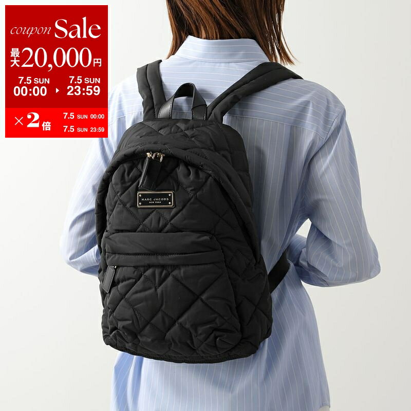 [Up to ¥20,000 OFF Coupon Available - Limited Time Offer until July 5th] MARC JACOBS Backpack M0011321 Women's Quilted Nylon Backpack with Logo, Lightweight Bag 001/BLACK [dc_kikaku]