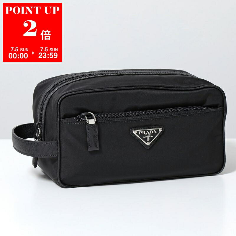 PRADA Prada Clutch Bag 2NA819 2DMH Men's and Women's Re-Nylon Second Bag Travel Pouch Triangle Logo Handle Bag F0002/NERO