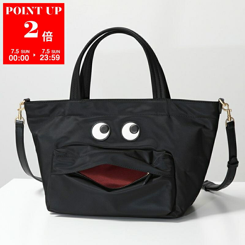 ANYA HINDMARCH Anya Hindmarch Shoulder Bag Eyes Nylon E/W Tote Mini 193511 Women's Bag Black 5050925193511