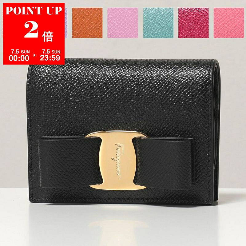 FERRAGAMO フェラガモ 二つ折り財布 VARA BOW 22 D515 レディース ヴィラリボン レ...