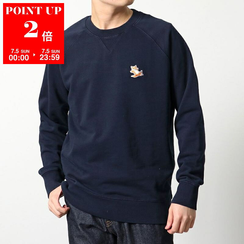 MAISON KITSUNE CHILLAX FOX Sweatshirt, Regular Raglan, GU00342KM0002, Men's Crew Neck Cotton Sweatshirt, Available in 4 Colors