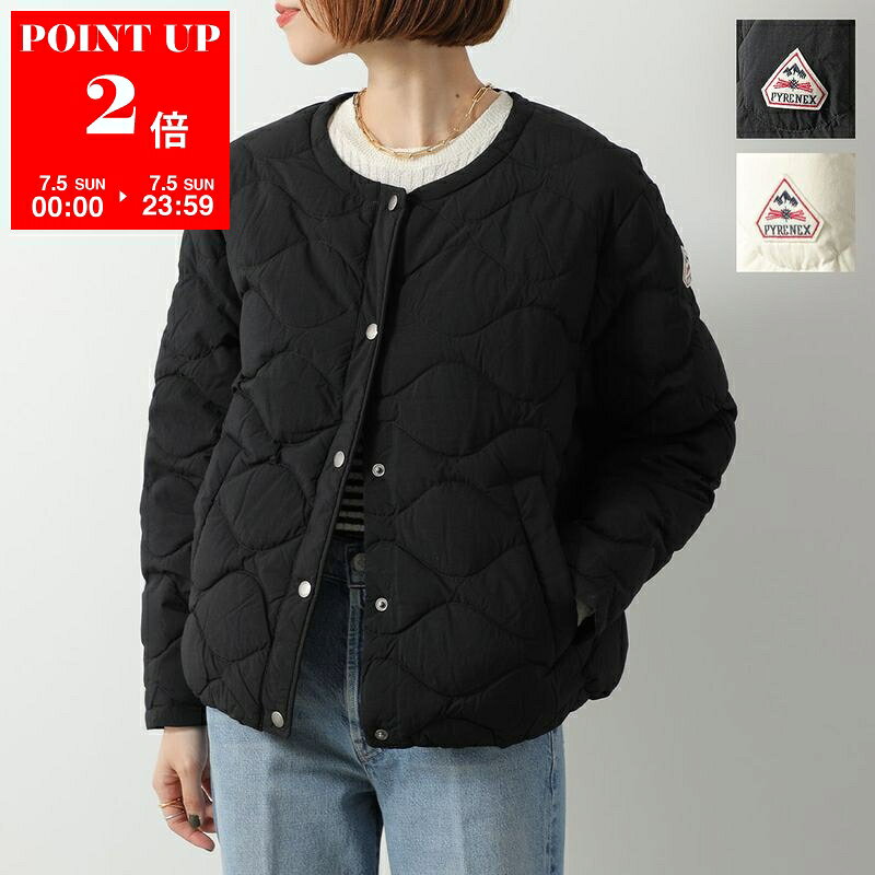 PYRENEX NACRE Down Jacket HWY012 for Women - Quilted, Collarless, Short Length, Logo Design, Available in 2 Colors