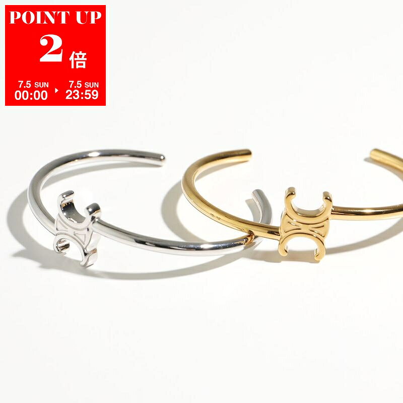 CELINE Celine Bangle 460PQ6BRA.35OR 460PQ6BRA.36SI Women's Triomphe Bracelet Asymmetric Cuff Accessory (2 Colors)