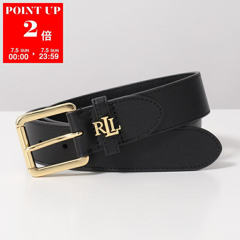 Lauren Ralph Lauren LOGO KEEPER-BELT-MEDIUM 412968765 Women's Leather Belt with Logo 001/BLACK