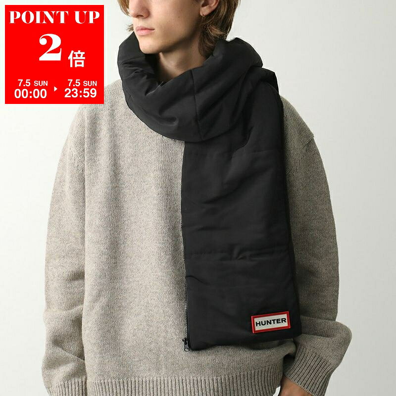 HUNTER ハンター マフラー INTREPID ZIP UP SCARF HR10027 メンズ ベスト ロゴ ジップアップ スカーフ BLACK/BLK