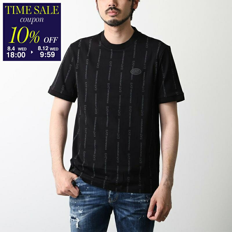 【10％OFFクーポン対象・8/12-9時59分迄】EA7 EMPORIO ARMANI エアセッテ エンポリオアルマーニ Tシャツ 7M001391 AF12874 メンズ カットソー 半袖 ストライプ クルーネック UC001/BLACK-SMOKED-PEARLF【cp_ten】