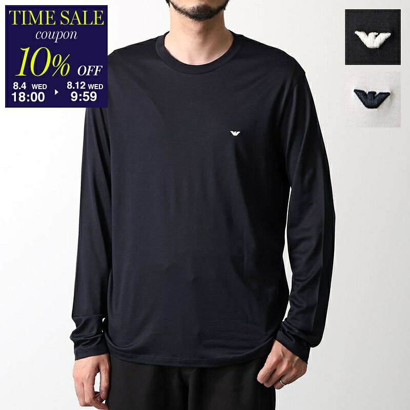 【10％OFFクーポン対象・8/12-9時59分迄】EMPORIO ARMANI エンポリオアルマーニ Tシャツ EM004591 AF13747 メンズ 長袖 カットソー クルーネック 刺繍ロゴ イーグル EM004591AF13747UC001【cp_ten】