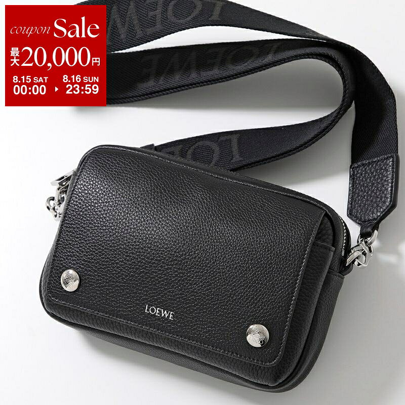 【最大2万円OFFクーポン対象・8/15～8/16限定】LOEWE ロエベ ショルダーバッグ PEBBLE MESSENGER SMALL ペブル メッセンジャー BANBPCBX04 メンズ レザー アナグラム 鞄 1100/BLACK BANBPCBX041100