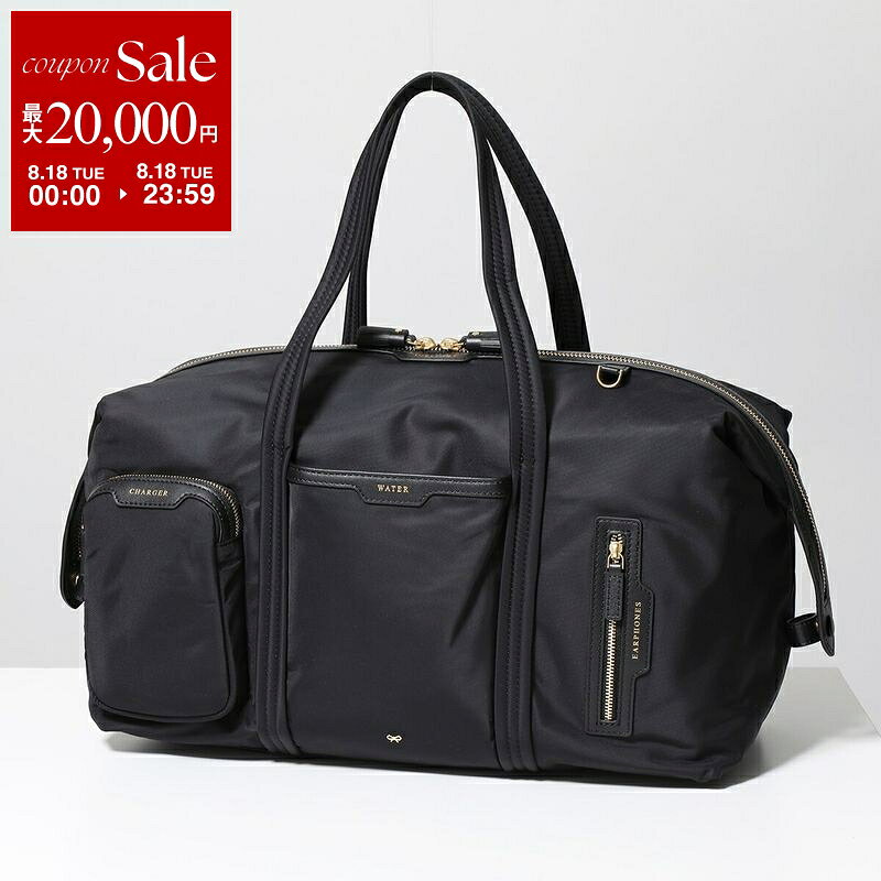 【最大2万円OFFクーポン対象・8/18限定】ANYA HINDMARCH アニヤハインドマーチ トラベルバッグ インフライト バッグ 149327 レディース トートバッグ ナイロン ポーチ付き 鞄 Black 5050925149327