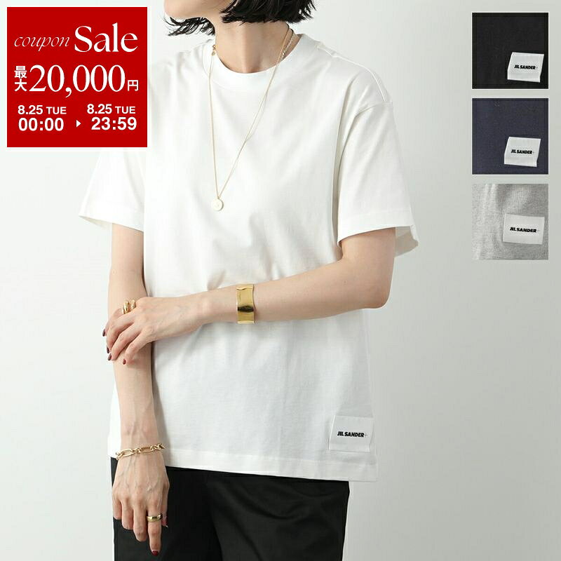 【最大2万円OFFクーポン対象・8/25限定】JIL SANDER+ ジルサンダー プラス Tシャツ J40GC0001 J45048 レディース 【1枚単品】 半袖 クルーネック オーバーサイズ ロゴラベル カラー4色 J40GC0001J45048100【dc_kikaku】