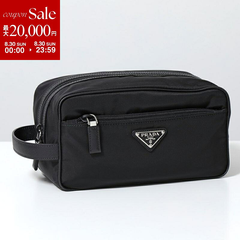 【最大2万円OFFクーポン対象 8/30限定】PRADA プラダ クラッチバッグ 2NA819 2DMH メンズ レディース Re-Nylon リナイロン セカンドバッグ トラベルポーチ トライアングルロゴ ハンドル付き 鞄 F0002/NERO