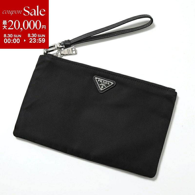 【最大2万円OFFクーポン対象 8/30限定】PRADA プラダ クラッチバッグ 2NH004 2DMH メンズ ナイロン×レザー トライアングルロゴ リストレット付き フラットポーチ セカンドバッグ 鞄 F0002/NERO