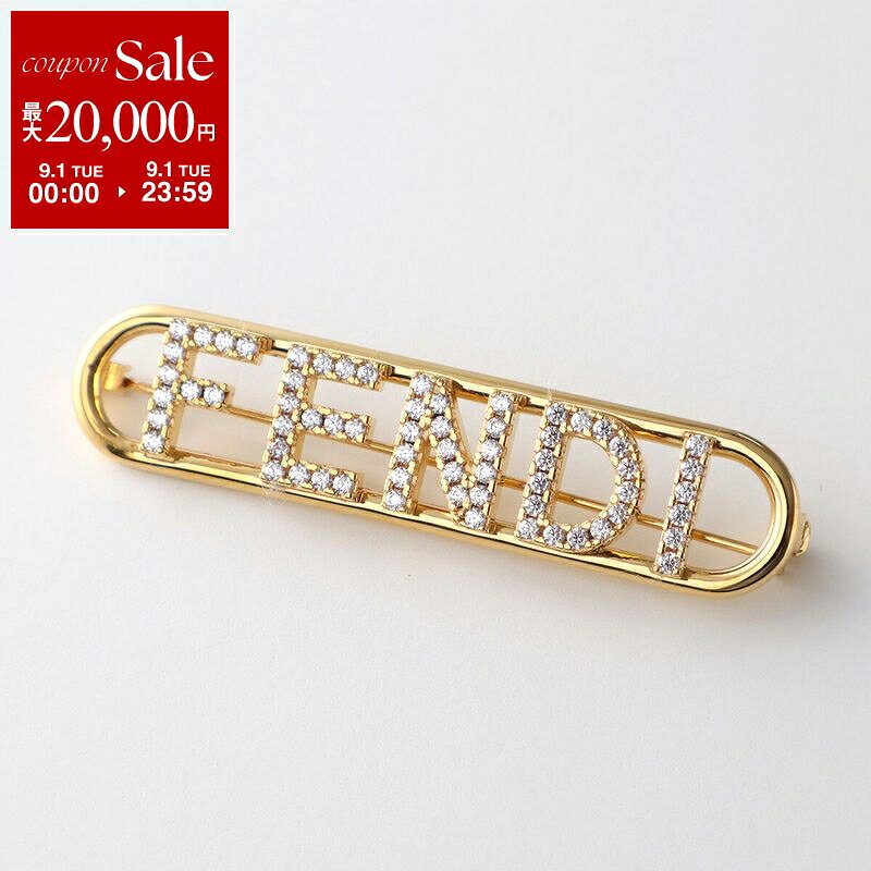 FENDI フェンディ ブローチ 8AH614 A44G レディース ロゴ クリスタル ピンバッジ アクセサリー F089U/ORO-SOFT+CRYSTAL 8AH614A44GF089U