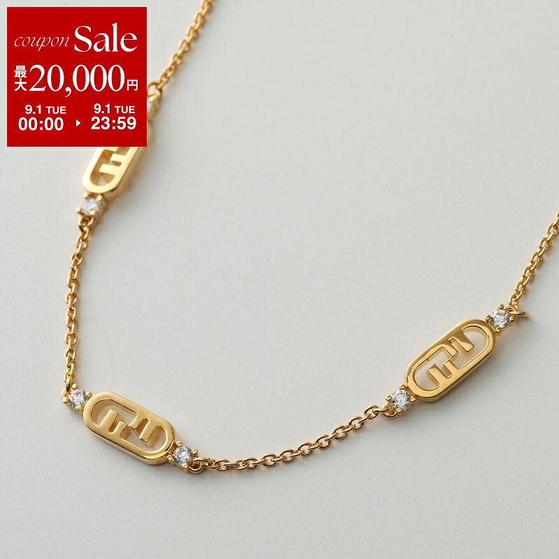 FENDI フェンディ ネックレス OLOCK オーロック 8AL190 ATEP レディース クリスタル アクセサリー チェーン F089U/SOFT-GOLD+CRYSTAL