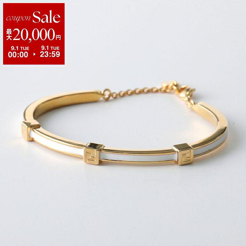 FENDI フェンディ バングル FOREVER フォーエバー 8AL218 TL9 レディース ブレスレット FFロゴ アクセサリー F0A47/SOFT-GOLD+WHITE 8AL218TL9F0A47