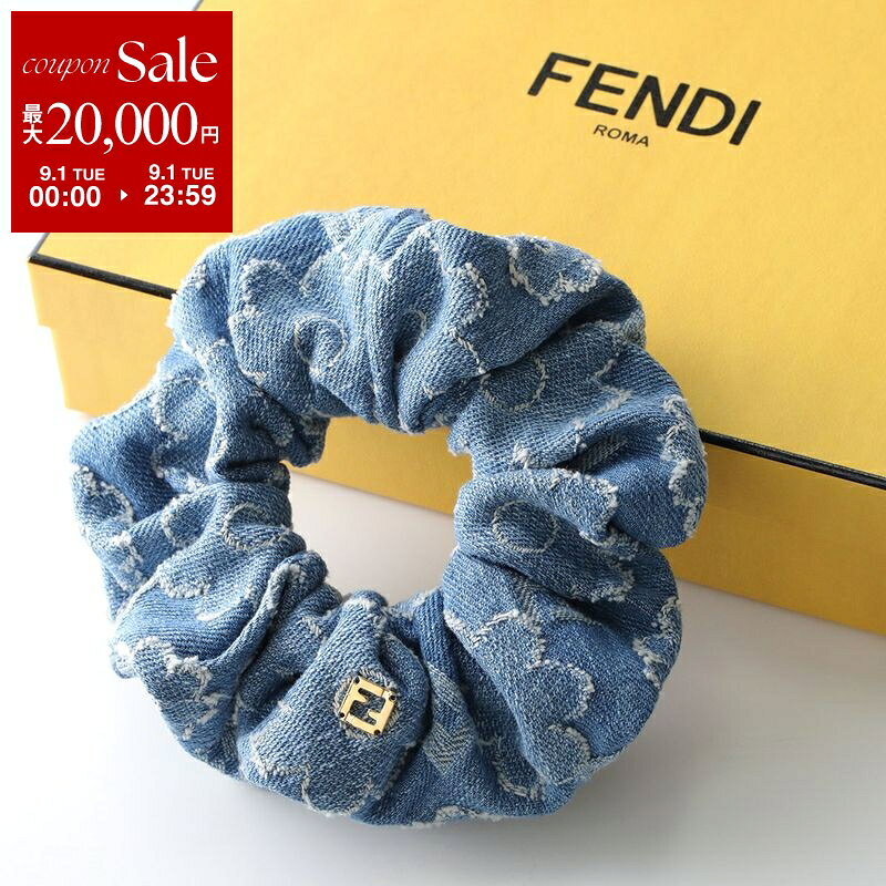 FENDI フェンディ シュシュ FXT162 B01Z レディース デニム FFロゴ フローラル ヘアアクセサリー ヘアゴム 髪留め F0RU7/DENIM FXT162B01ZF0RU7