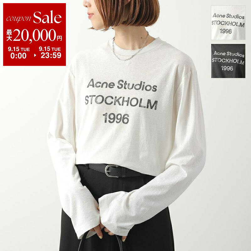 【最大2万円OFFクーポン対象・9/15限定】Acne Studios アクネストゥディオズ Tシャツ CL0197 FN-UX-TSHI000016 レディース 長袖 カットソー ロンT クルーネック ロゴ ダスティ加工 カラー2色