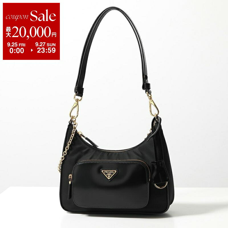 【最大2万円OFFクーポン対象・9/25～9/27限定】PRADA プラダ ハンドバッグ 1BC198 JOO R789 レディース ショルダーバッグ Re-Nylon リナイロン トライアングルロゴ チェーン キーリング付き 鞄 F0002/NERO
