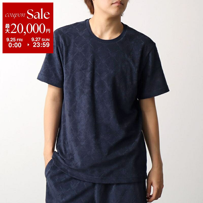 【最大2万円OFFクーポン対象・9/25～9/27限定】EMPORIO ARMANI エンポリオアルマーニ Tシャツ EM000692 AF20449 メンズ 半袖 カットソー クルーネック セットアップ可能 FB058/EAGLE+LINES/ARM.BLUE