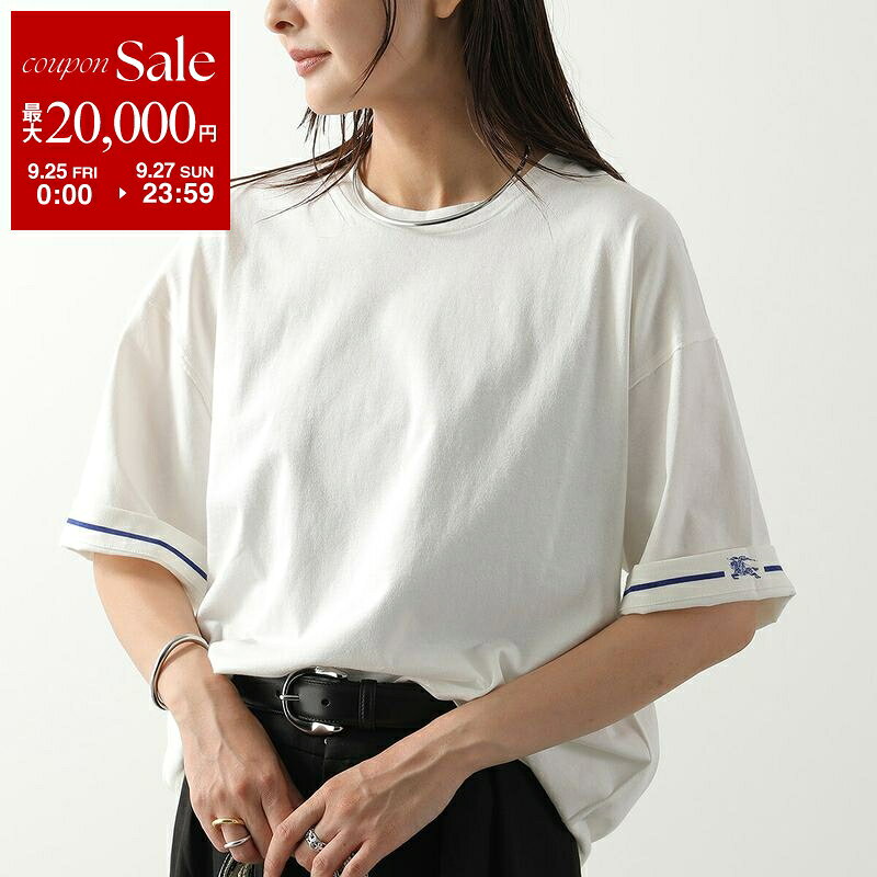 【最大2万円OFFクーポン対象・9/25～9/27限定】BURBERRY バーバリー Tシャツ 8084783 レディース ロールアップ ロゴ ライン コットン 無地 半袖 カットソー B7264/RAIN