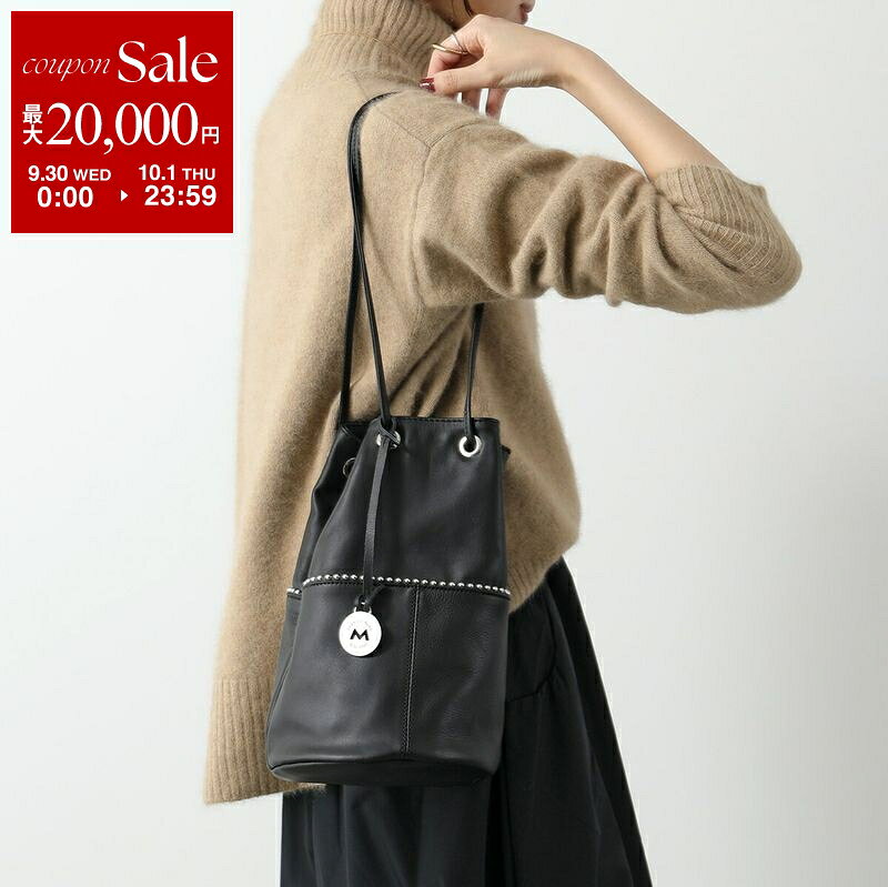 【最大2万円OFFクーポン対象・9/30～10/1限定】MARCO MASI マルコマージ ハンドバッグ 3013 VIT-BALL VITELLO BALL ヴィテッロ ボール レディース ショルダーバッグ レザー スタッズ装飾 巾着 鞄 NERO