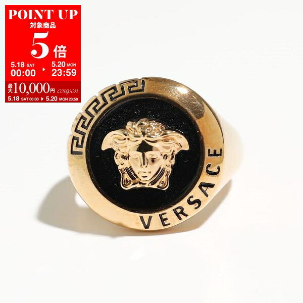 VERSACE ヴェルサーチ リング 1004340 1A00638 メンズ メドゥーサ 指輪 アクセサリー ロゴ 4J120/Versace-GoldBlack【po_fifth】