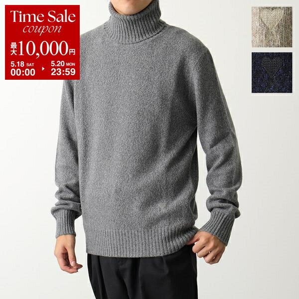 ami paris アミパリス ニット ADC sweater HKS427.005 メンズ セーター タートルネック カシミヤ×ウール 長袖 ハートロゴ 刺繍 カラー3色