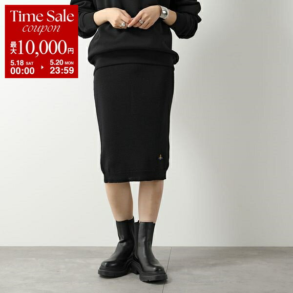 Vivienne Westwood ヴィヴィアンウエストウッド タイトスカート 1802000U-Y0006 レディース ウール ニット オーブ刺繍 膝丈 N403/BLACK