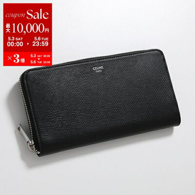 CELINE セリーヌ ラウンドファスナー長財布 Large Zipped Wallet 10B553BEL.38SI レディース レザー 箔押しロゴ Black【po_sannn】