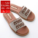 MIUMIU ミュウミュウ サンダル 5XX644 Q1D レディース キャンバス×レザー ロゴ フラット シューズ 靴 F062F/NATURALE-BRANDY【po_sannn】(4)