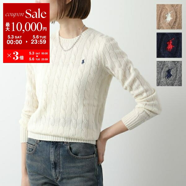 Polo Ralph Lauren ポロラルフローレン セーター 211910421 レディース ウール カシミヤ ケーブル ニット 長袖 クルーネック ポニー 刺繍 カラー4色 【po_fivee】のサムネイル