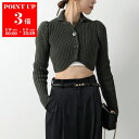 LOEWE ロエベ カーディガン CROPPED JACKE クロップド テクニカルニット S359Y17K93 レディース 長袖 チャンキーニット ショート丈 ロゴボタン 4160/KHAKI-GR
