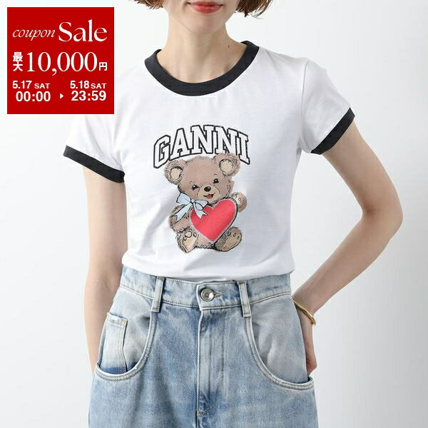 正規 楽天市場】Ganni（カラーホワイト）（Tシャツ・カットソー Tシャツ(半袖/袖なし)