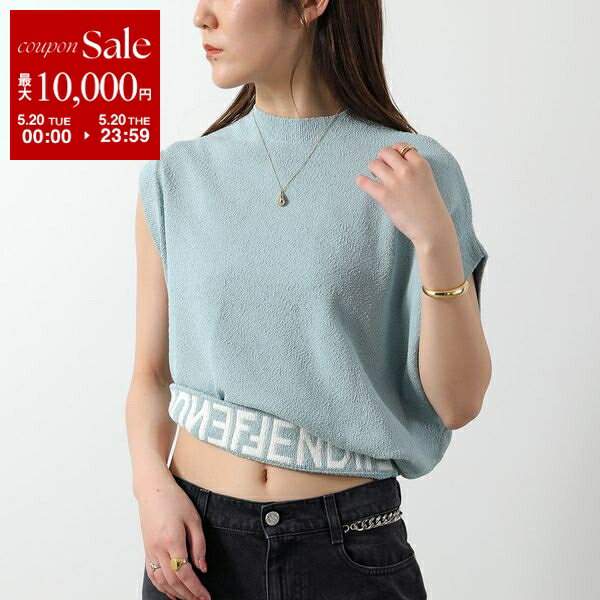 FENDI - フェンディ Vネックニット ロゴ シルク レッド