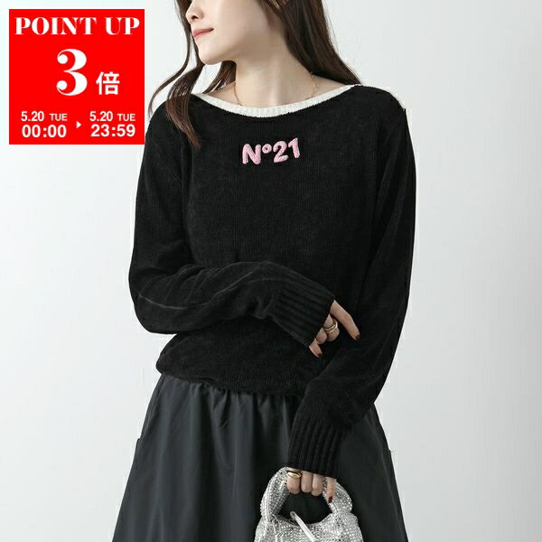 N°21ヌメロ ヴェントゥーノフェザーボーダーニットMSGM