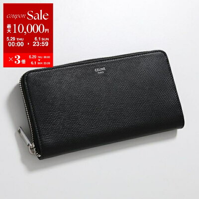 【5/29~6/1限定ポイント3倍】CELINE セリーヌ ラウンドファスナー長財布 Large Zipped Wallet 10B553BEL.38SI レディース レザー 箔押しロゴ Black【po_sannn】