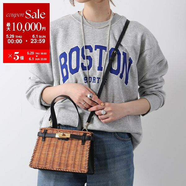 BAGMATI バグマティ かごバッグ BBK23 AW08 レディース ショルダーバッグ ハンドバッグ ウィッカー×レザー カゴバッグ 鞄 Black/Caramel【po_sannn】のサムネイル