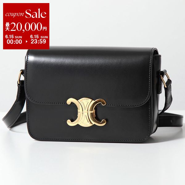 CELINE セリーヌ 188423BF4.38NO Small Triomphe トリオンフ スモール レザー ショルダーバッグ ポシェット Black 鞄 レディースのサムネイル