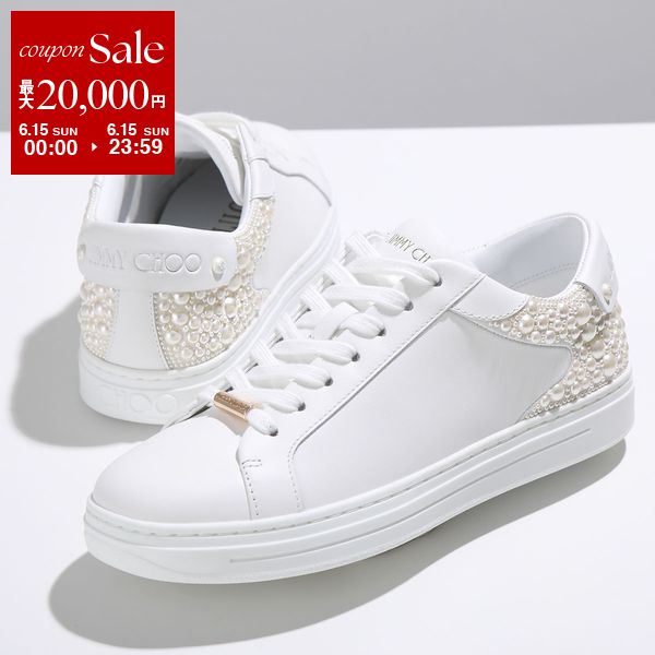 Jimmy Choo ジミーチュウ スニーカー ROME/F PYF レディース ローカット レザー パール ロゴ シューズ 靴 X-WHITE/MIX