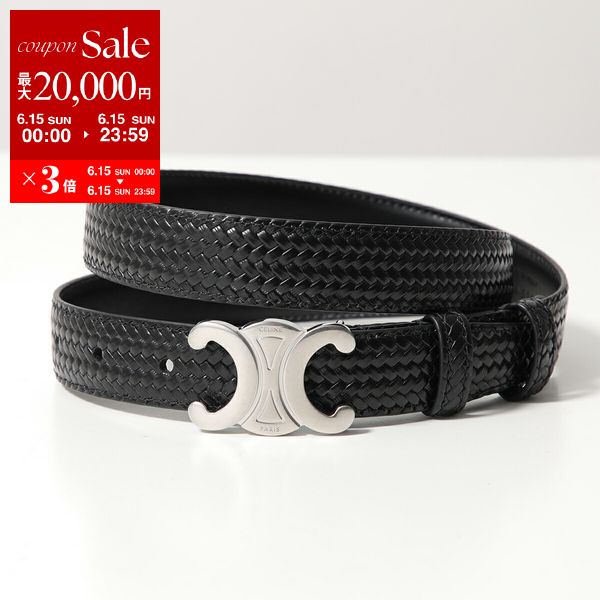 【6/15限定・最大2万円OFFクーポン配布中】CELINE セリーヌ ベルト 45AKA3ARV.38SI レディース ミディアム トリオンフ ブレーデッドエフェクト トリヨン レザー BLACK【po_sannn】のサムネイル